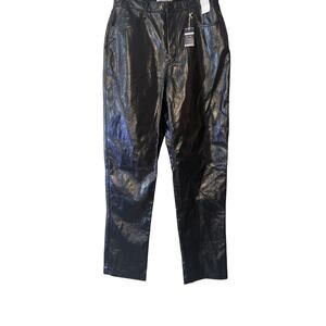 Abercrombie & Fitch NWT 90s Straight Ultra HR 32L Women 14L Black Vegan Leather